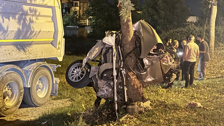 Sakarya'da ağaca çarpan otomobil ikiye ayrıldı, sürücü yaralandı